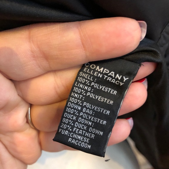 Ellen Tracy Black Down Puffer Jacket Real Fur - Picture 8 of 8